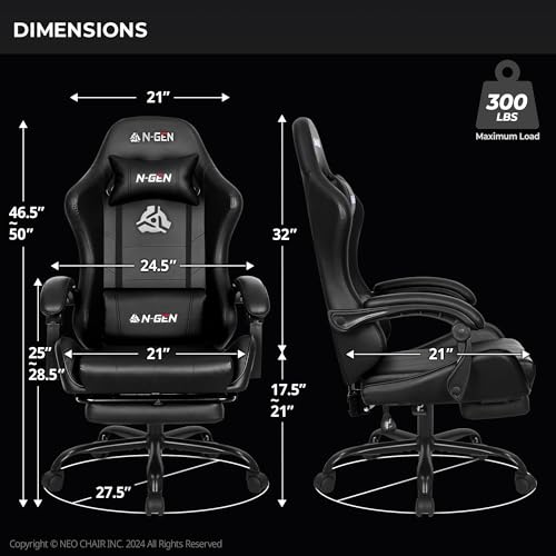 image for NEO Chair Video Gaming Chair with Footrest High Back Ergonomic Comfort