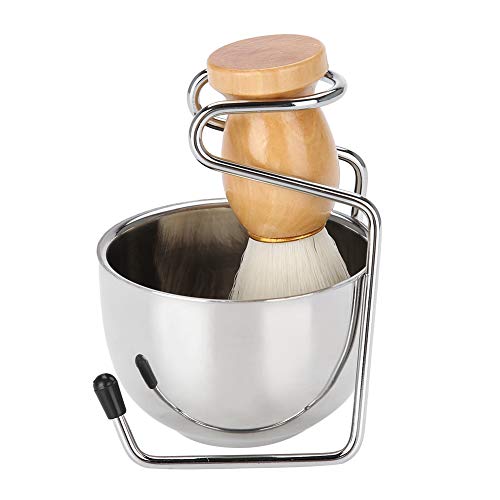 Beard Brush, Men's Beard Shaving Set Professional Stainless Steel Bowl Stand Brush Mustache Shaving Tool for Men's Gift