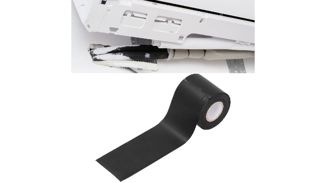 Image of Air Conditioner Pipe Tapes, Pack of 5 PVC Oil Tube Protective Wrapping Tapes 6cm Width Pipe Repairing Supplies for Electronic Parts and Supplies Machine Tools (Black)