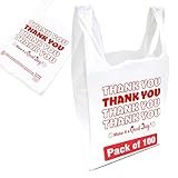 Concession Essentials Disposable & Reusable Thank You T-Shirt Bags- Pack of 100