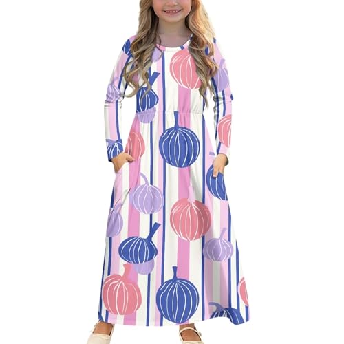 Maxi Dresses for Girls Elegant Long Pleated Flowy Swing Dress with Pockets Spring Fall Soft Comfy Long Sleeve Dress4