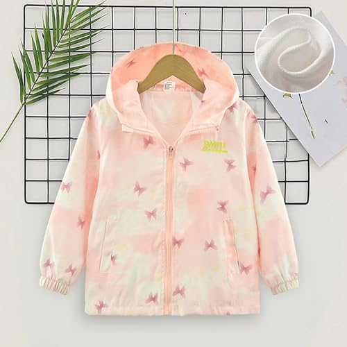 Girls Rain Jacket Lightweight Waterproof - Toddler Kids Water Resistant Cotton Raincoat Graphic Print for Outdoor Play3