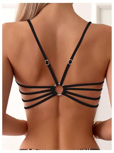 SweatyRocks Women's Bikini Sets Leopard Print Backless Cut Out Two Piece Bathing Suit Swimwear4