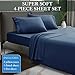 LIANLAM King Bed Sheets Set - Super Soft Brushed Microfiber 1800 Thread Count - Breathable Luxury Egyptian Sheets 16-Inch Deep Pocket - Wrinkle and Hypoallergenic-4 Piece(Navy Blue,King)