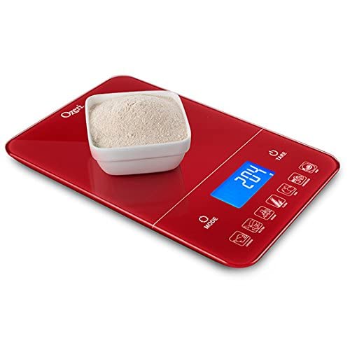 Ozeri Touch Iii 22 Lb (10 Kg) Digital Kitchen Scale With Calorie Counter In Tempered Glass, Red Engine #TOP4