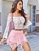 Avidlove Pink Mini Skirts for Women Flowy Lace Skirt Boho Layered Asymmetrical Short Skirt(Pink, XS)