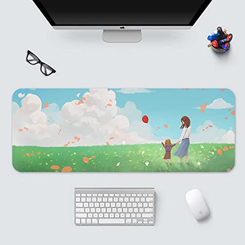Grand Tapis de Souris Gamer Bande Dessinée Herbe Verte 3D pour Bureau Gaming et Travail