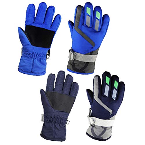 YR.Lover Momoon Kids Winter Gloves 2 Pairs Adjustable Snow Warm Gloves for Boys and Girls