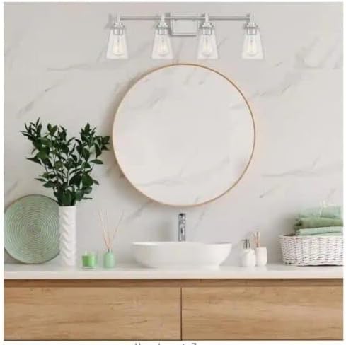 Miniatura 6 de Hampton Bay Wakefield - Lámpara de tocador de baño de 31 pulgadas con 4 luces de níquel cepillado