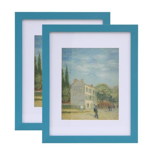 Cadre photo bois 28x35.6 cm bleu sarcelle - Lot de 2 avec passe-partout