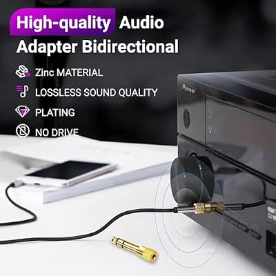 3 Pack 6.35mm (1/4 inch) Male to 3.5mm (1/8 inch) Female Stereo Headphone Adapter Gold Plated Audio Jack Adapter for for Aux Cable, Guitar Amplifier
