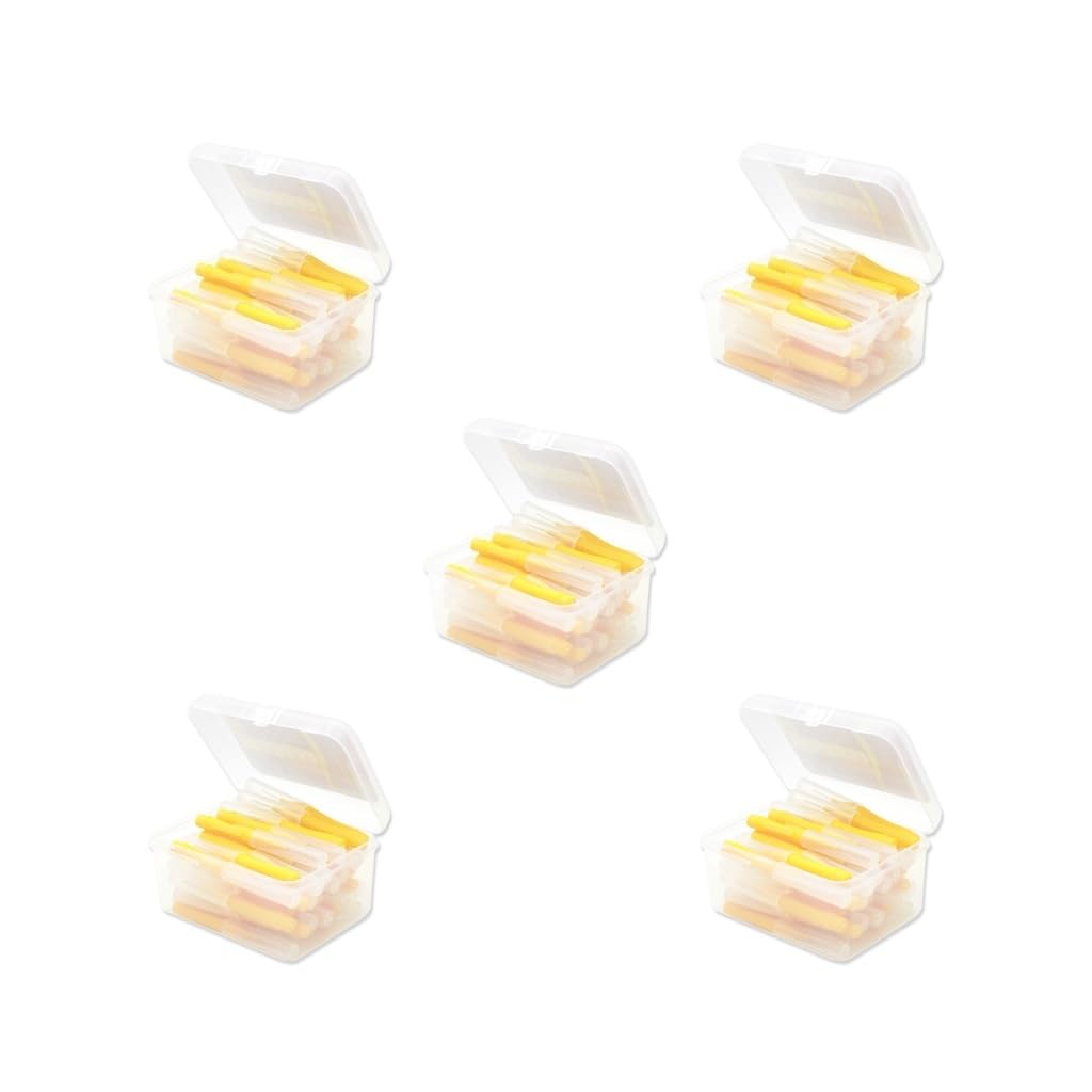Juego de 5 cepillos interdentales flexibles de plástico para dientes de mano, herramienta de higiene bucal para el hogar, viajes, amarillo, 0,4 mm