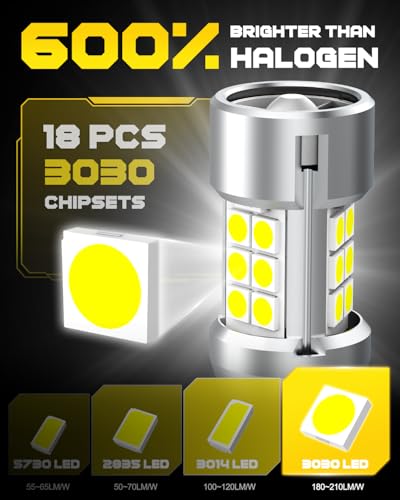 Image of AUXITO 921 912 LED Bulb Reverse Light, 600% Brighter CANBUS Error Free 912 921 led backup light bulbs, Super Bright T15 906 922 W16W LED Bulb for Back Up Tail Light, Pack of 2