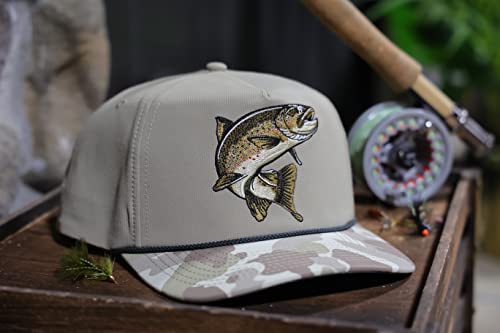 Paramount Outdoors Brown Trout Fly Fishing Trucker Style Rope Cap, 5-Panel Trucker, Comfortsnap Snapback, Fly Fishing Cap #TOP6