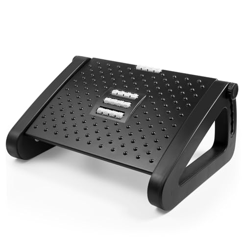 FUNOMOCYA Reposapiés Ergonómico Ajustable con Rodillos de Masaje Oficina y Antideslizante y Reduce Pies