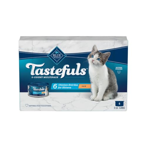 Image of Blue Buffalo Tastefuls Natural Kitten Pate Wet Cat Food Multi-Pack, Chicken Entree 3-oz Cans (Pack of 6)