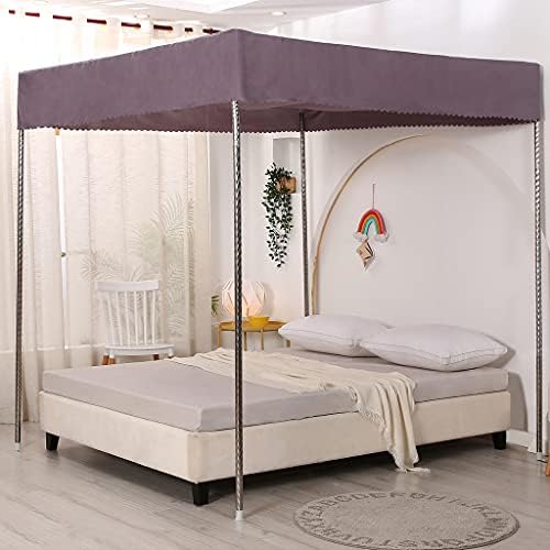 Fabric Bed Drapes Mesh Protection Canopy Shielding Netting, King Size Queen Twin Size Mosquito Net Canopy，Solid Color Princess Corner Post Bed Canopy for Girls & Adults - Elegant Curtain Net