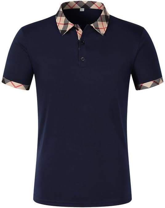 Mens Casual Polo Shirt Classic Buttoned Henley Neck Basic Short Sleeve Fashionable Golf Collar Shirt - Image 3