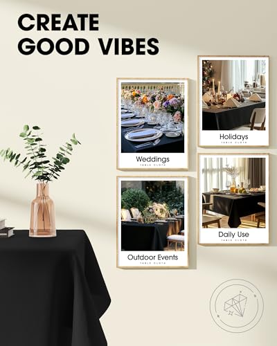 Image of Pureegg Rectangle Table Cloth 54 inch x 54 inch Black