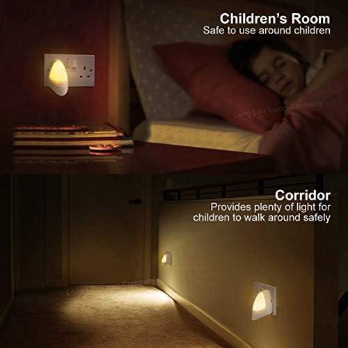 2 Pack LED Night Light Plug in Wall Automatic Dusk to Dawn Sensor Warm White Photocell Night Lamp Childrens Room Nurseries Hallway Staircase
