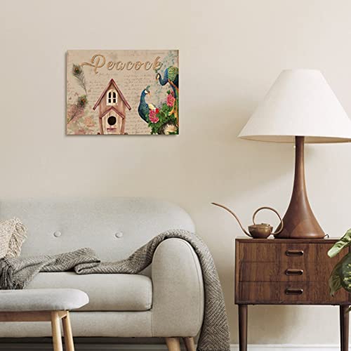 Lienzo de pavo real artí­stico, pintura al óleo sobre bastidor de madera de alta calidad 6