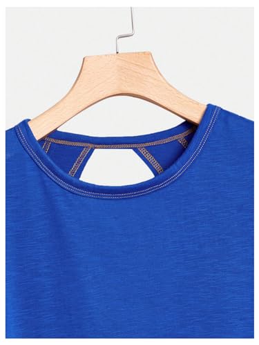 Image of SOLY HUX Women Open Back Tops Workout Backless Tee Casual Athletic Shirts Short Sleeve Oversized Gym T Shirt
