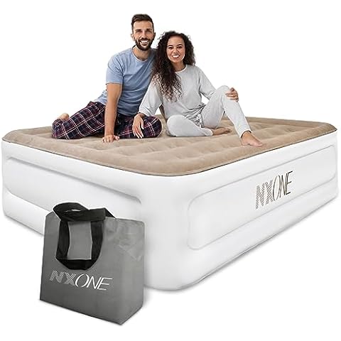NXONE Air Mattress,18 inch Inflatable Airbed Luxury Double High Self Inflation Deflation Queen Air Mattress withUpgraded Built-in Pump, Blow Up Guest Bed for Home Portable Camping Travel,650lb MAX Cover