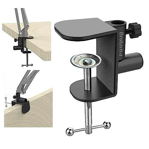 Image of BROLAVIYA Large Desk Base Clamp Mount for Microphone Boom Scissor Arm, Table C Clip for Articulating arm Stand, or Mic Stand Fits Up to 2.36 inch 6cm Thickness
