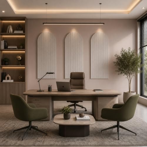 Image of MMT Acoustix Arch Felt Acoustic Wall Panel | Sound Proofing for Room |Premium Acoustic Panel |Pin Board for Wall |Sound Absorbing Panels | Arch Felt Acoustic Wall Panel |Pumice| 120 x 60 cm | 2 Pcs