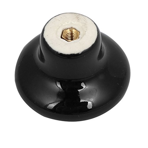 Aexit Armário Gaveta Cerâmica Redonda Puxadores Puxadores Preto 33mm Diâmetro 2pcs