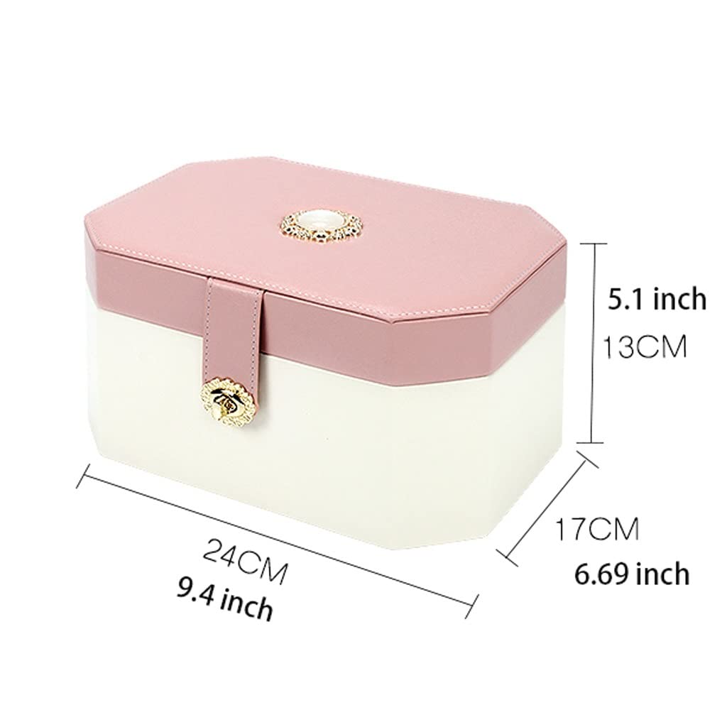 Caja De Joyería Caja de joyería de 2 capas, organizador de joyas de cuero PU, caja de almacenamiento de exhibición de viaje, anillo, almacenamiento de pendientes, regalo para mujeres y niñas Organizad