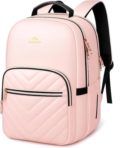 Image of MATEIN Cute Backpack for Girls, Water Resistant School Backpack, Pink | Detachable Keychain, Fits 15.6 Inch Laptop, Multi-Functional Bookbag, for Middle School, with 30 oz Cup Holder, Gift for Her