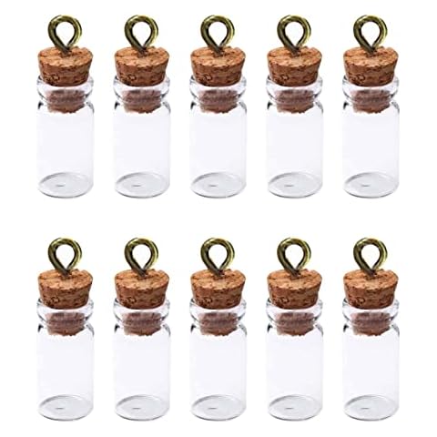 10 PCS Small Glass Bottles With Cork Lids, Mini Glass Bottles With Stoppers Snuff Kit 1ml Empty Spell Jars Miniature Potion Bottles Small Message Bottles Tiny Wishing Bottles for DIY Crafts Decoration Cover