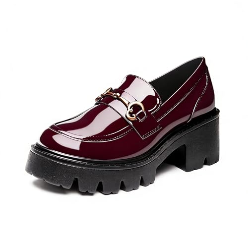 Burgundy Platform Loafers