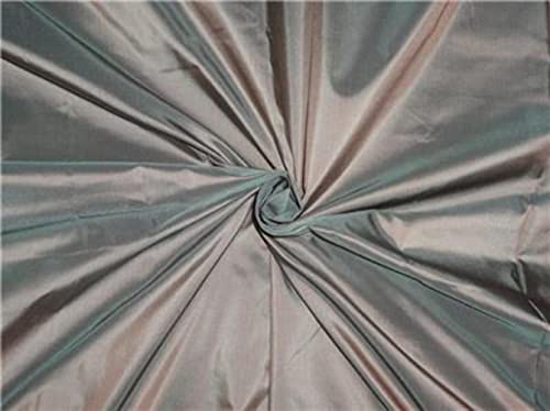 Tissu taffetas pure soie décoration salon rideaux bicolore pêche vert 137cm