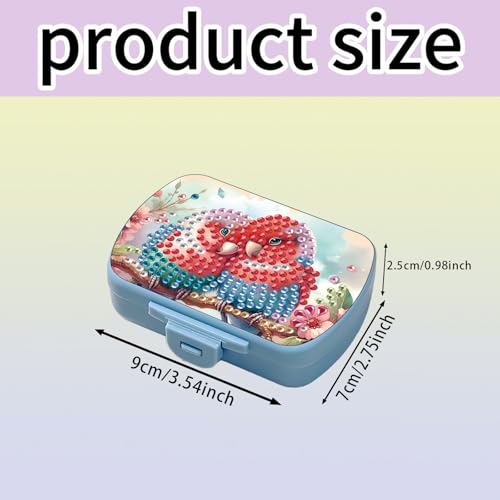 Image of ARTopet Diamond Art Painting Mini Storage Box with 6-Grid Creative Design Compact Portable Small Case for Purse Travel Daily (Love Birds)