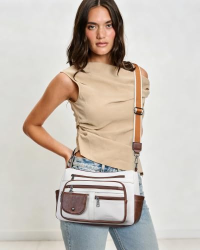 Image of Bluome Vegan Leather Crossbody Purse for women Multi Pocket Crossbody Bag Messenger Bag Travel Purse Handbag Shoulder