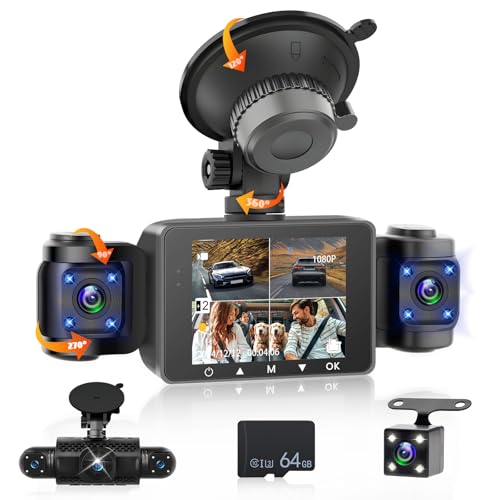 Enregistreur de Conduite 360 4 Canaux 1080P Caméra Arrière 64GB