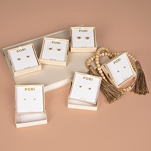 Pori Jewelers Premium 14K Gold Ball Stud Earrings - Available in Yellow, Rose & White Gold- Multiple Options Available4