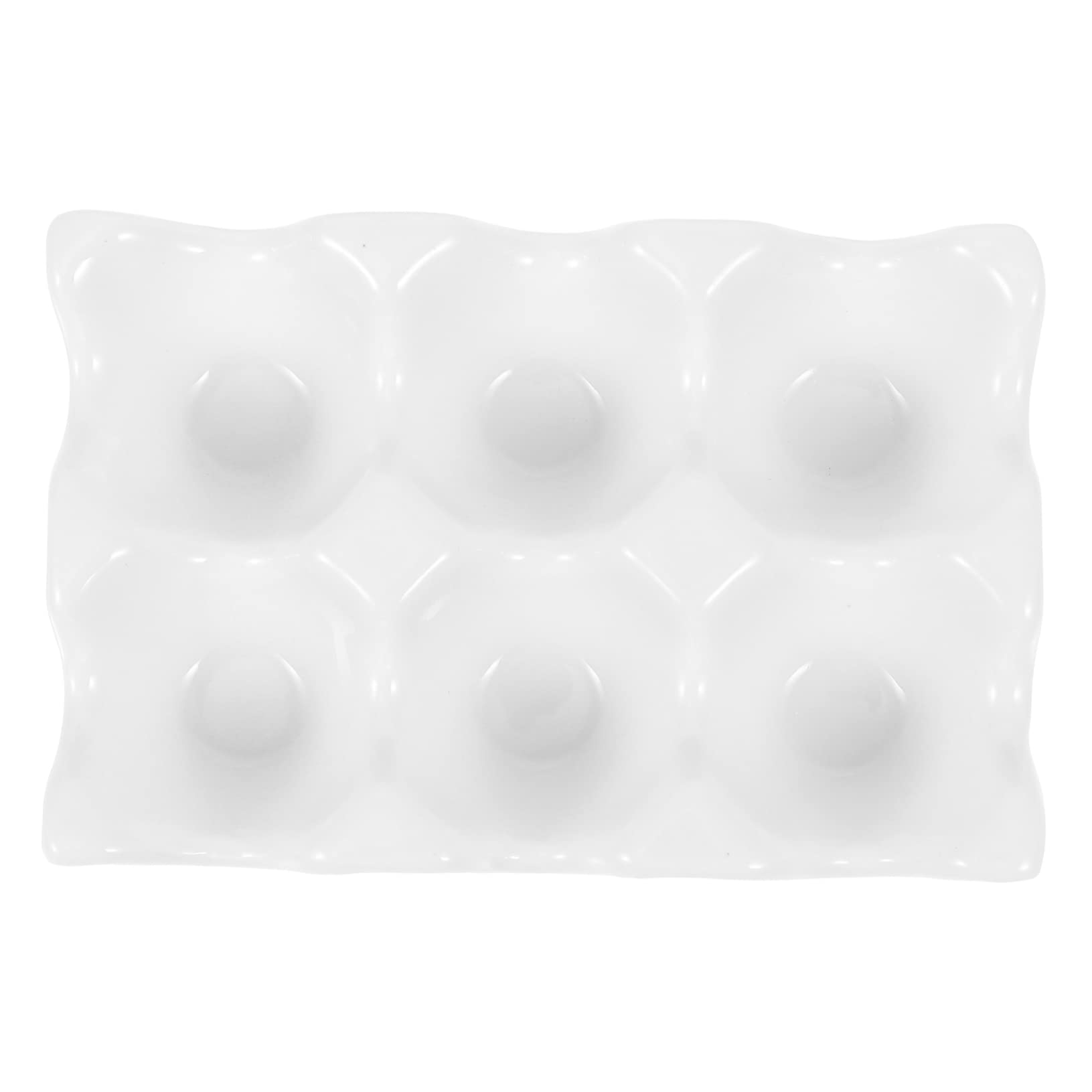 Soporte de cerámica para huevos de 6 cavidades, organizador estable y fácil de limpiar