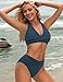 Sopliagon Women's Bikini Sets Twist Front Two Piece Swimsuit Halter Bathing Suit Insigniablue M