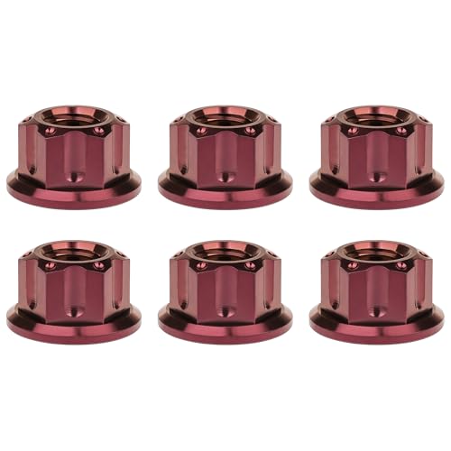 Image of Titanium M6 M8 M10 M12 M14 M16 Flange Bolt Nut Bicycle Motorcycle Rear Axle Car Modification Accessories Pack of 6 (M8 Pitch 1.25mm, Burgundy)