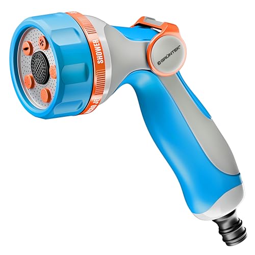 GRÜNTEK Pistola de Riego para Manguera Jardín - Pulverizadora 5 Chorros Resistente y Comoda - Control total con una Mano. Alcachofa de Mangeura Jardín