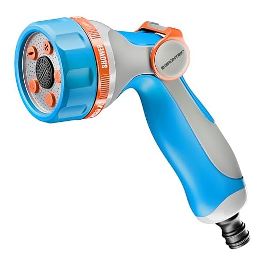 GRÜNTEK Pistolet d'Arrosage / douchette de jardin 5 types de jets avec contrôle au pouce.