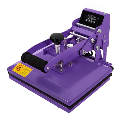 Heat Press Machine, 700W 11.8×9In Heat Transfer Stamping Machine Electric Hot Press Machine Commercial Heat Press Machines Multifunctional Hot Press Machines for Clothing, Bags, Mouse Pads (Purple)