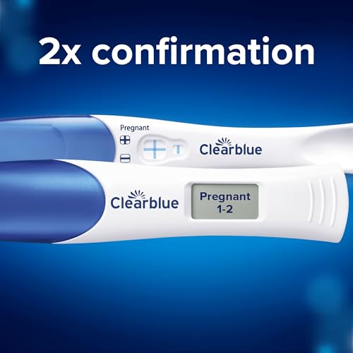 Clearblue Pregnancy Test Double-Check & Date Combo Pack, Result As Fast As 1 Minute (Visual Stick) & Tells You How Many Weeks (Digital Stick), Kit of 2 Tests (1 Digital, 1 Visual), Packaging May Vary