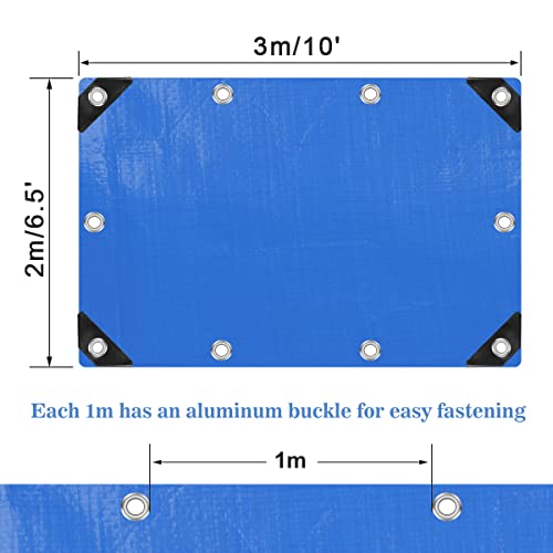 YIJUHOU Tarpaulin Waterproof Heavy Duty 2m x 3m 115 GSM Blue Tarps Sheet for Furniture Ground Multipurpose Covers