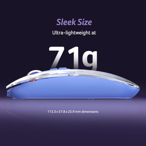 Image of Acer Clearview Wireless Mouse, Dual Mode Bluetooth 5.2 & 2.4GHz, Rechargeable 500mAh Battery, RGB Lighting, 3200 DPI Adjustable, Silent Portable Mouse for Laptop, PC, Mac & Tablet, Blue