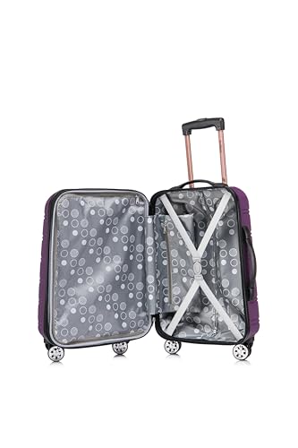 Image of Rockland Melbourne Hardside 2 Piece Expandable Spinner Wheel Luggage Set, Carry-On 20 inch and Tote 14 inch, Purple