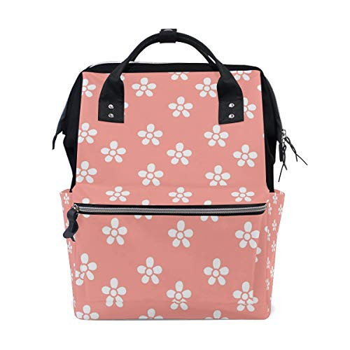 Zaino Campus in con piccoli fiori bianchi e sfondo arancione tela